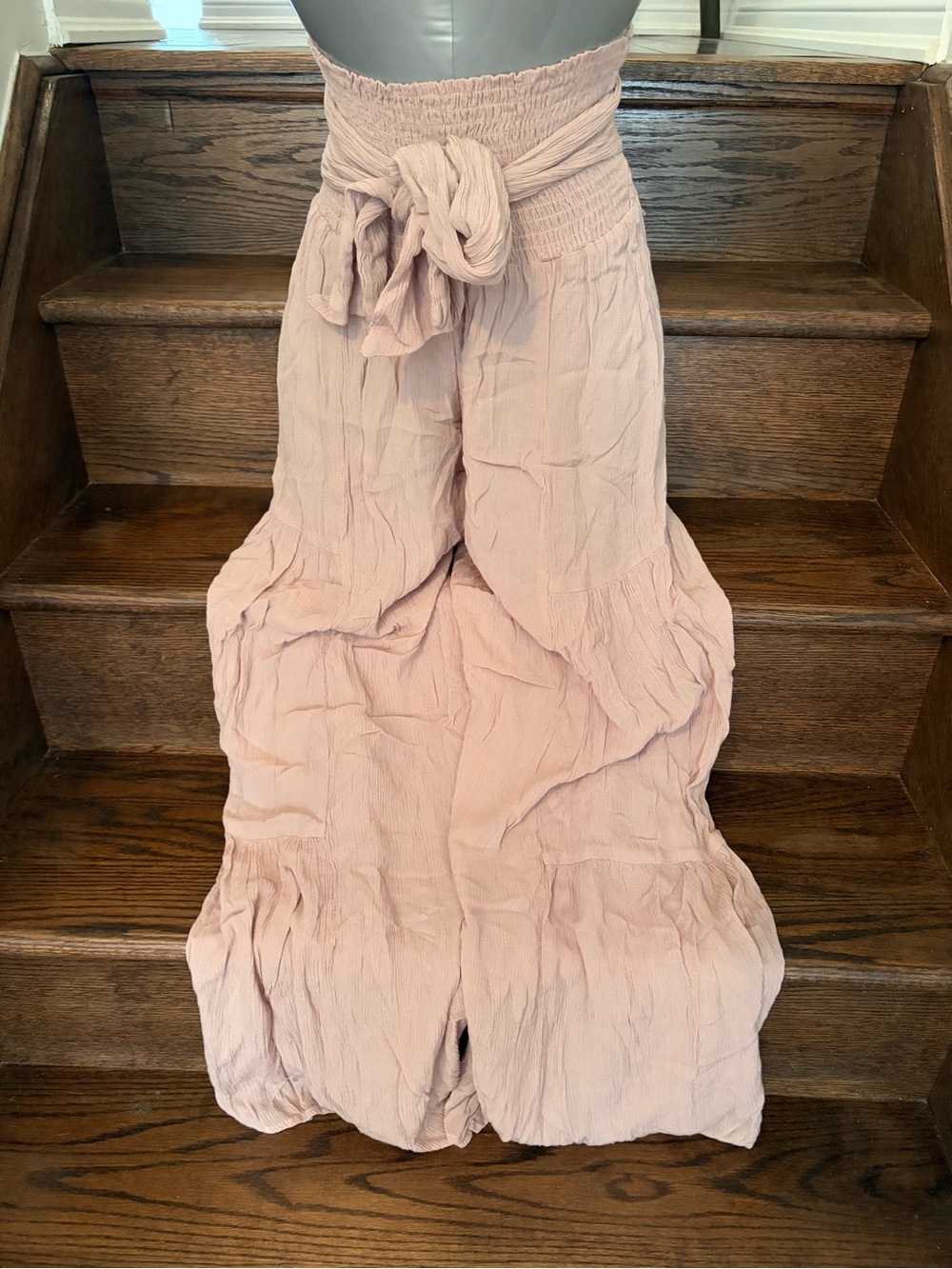 Final Touch Wide-Leg Pink Pant with Tie Waist